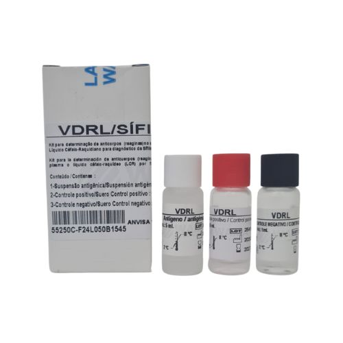 vdrl 1x6ml 250 testes com controles +, - wama