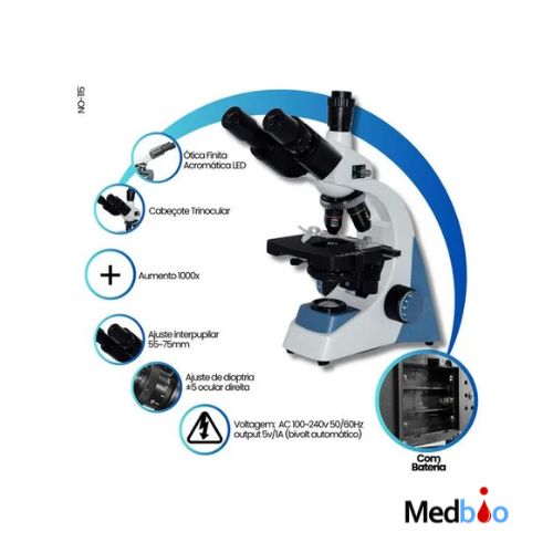microscopio biologico trinocular 1000x led + cmera + software